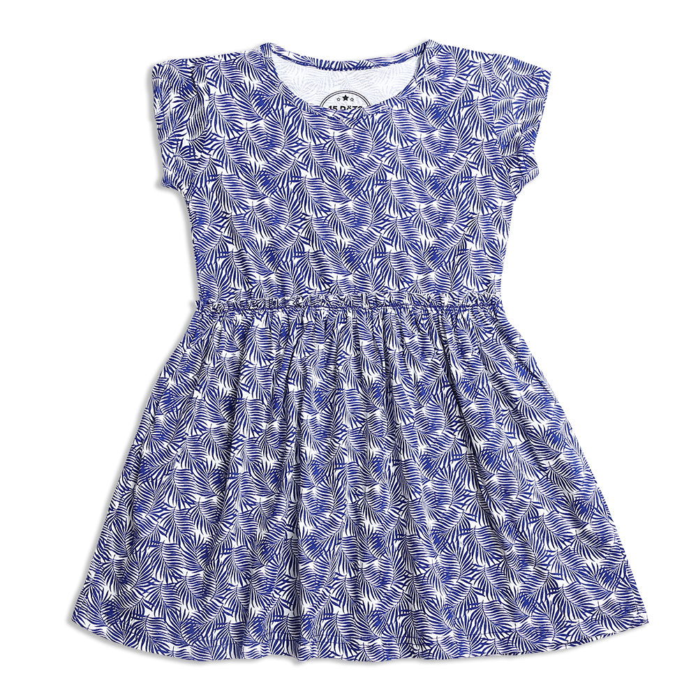 Blue Printed Knit Dress