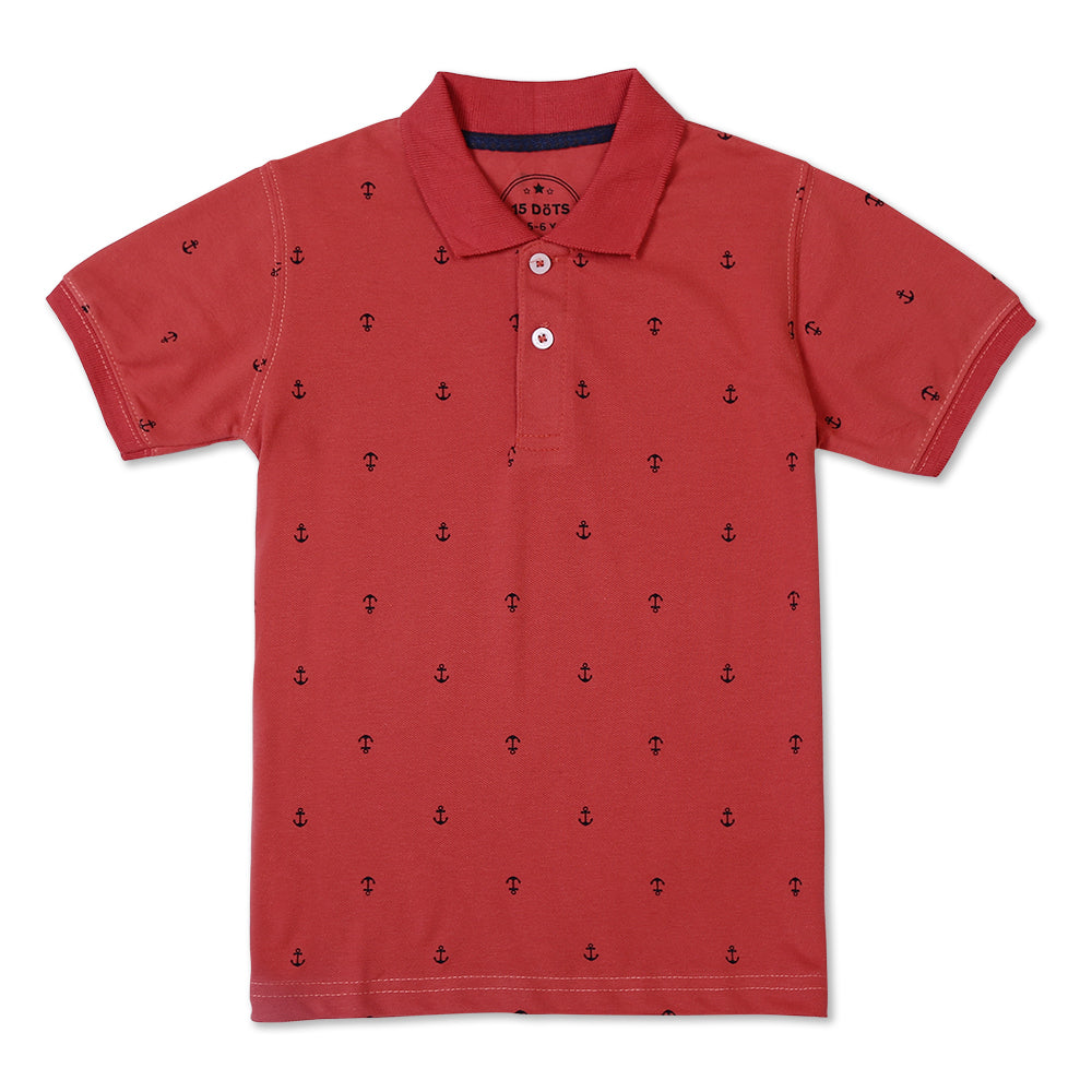 Red Printed Polo