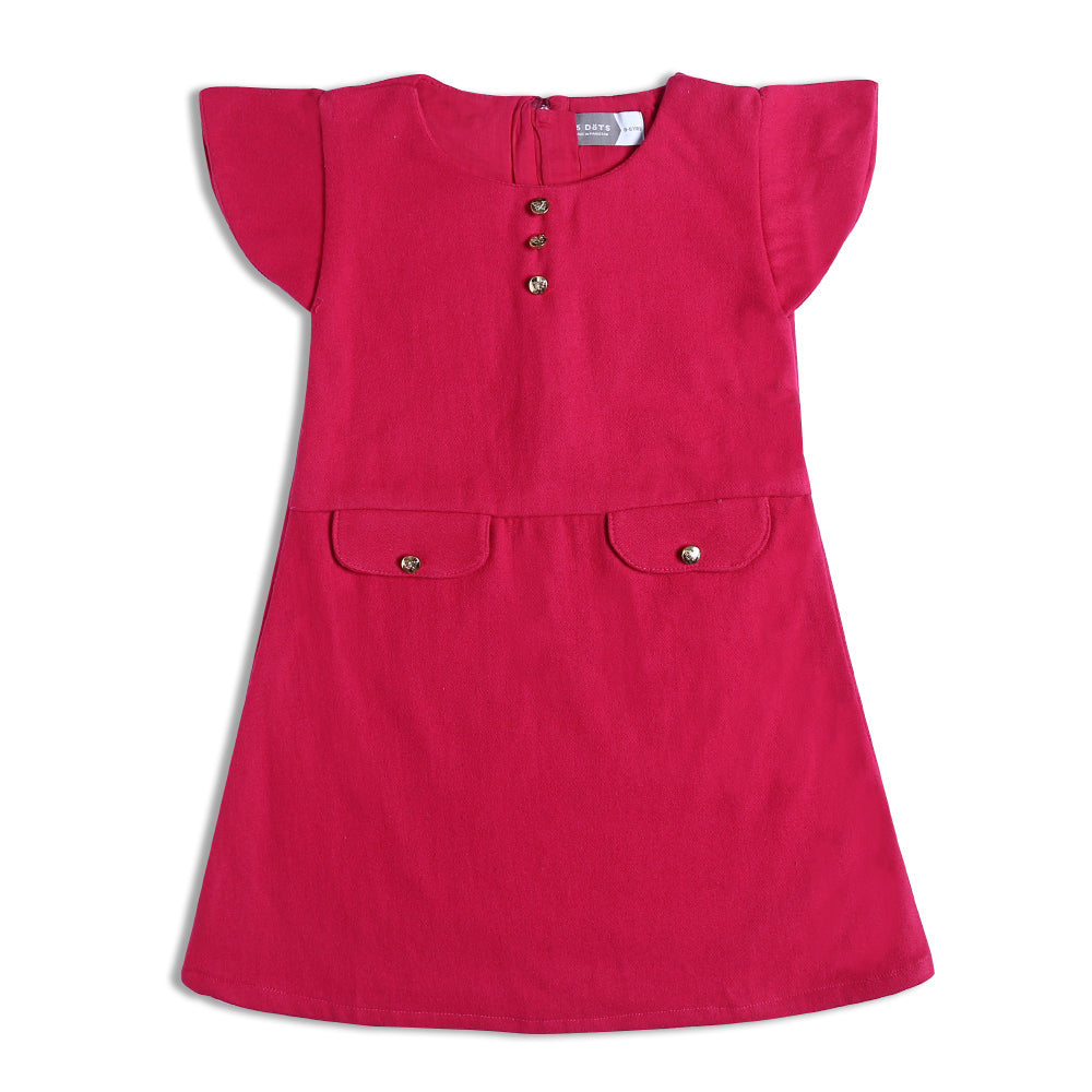 Girls Red Wool Dress with front Pockets