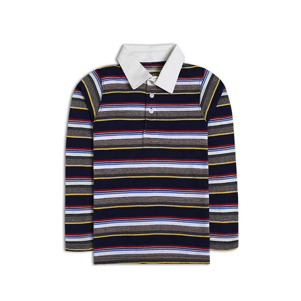 Boys Y/D Rugby Polo with Whit twill Collar