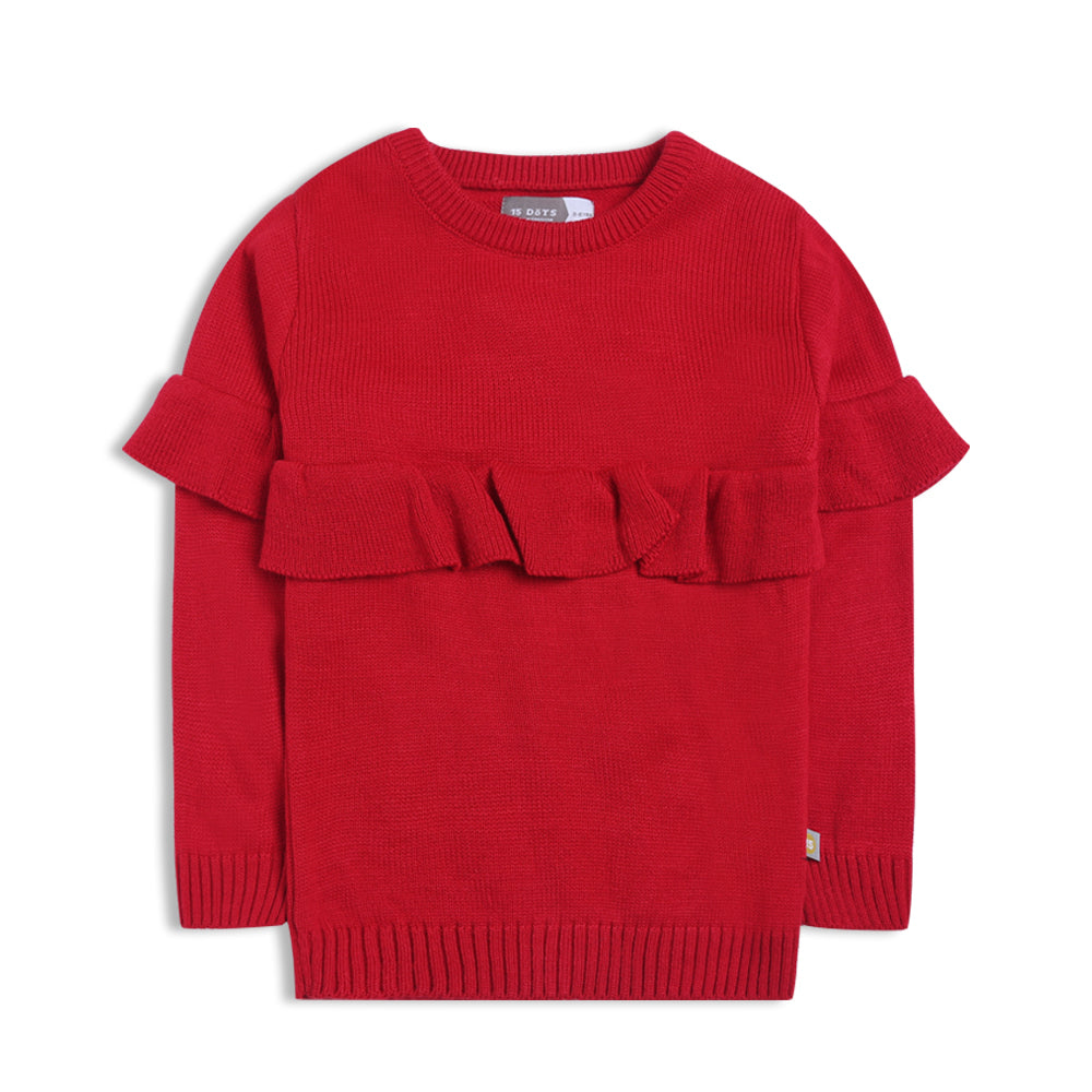 Girls Red Sweater with Frill