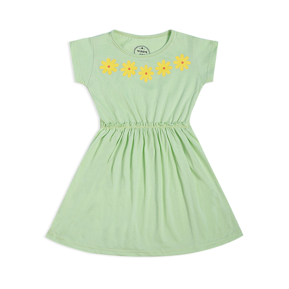 Floral Girls Green Dress