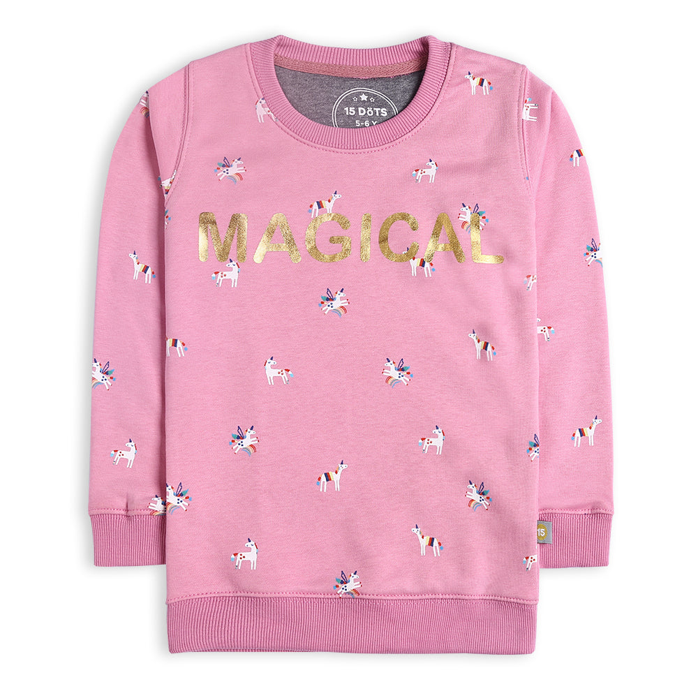 Girls Pink Unicorn Sweatshirt