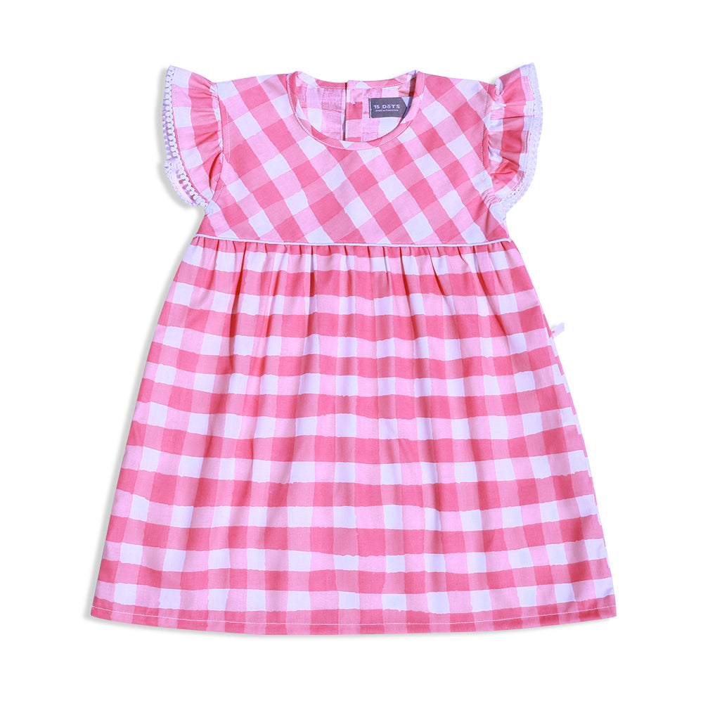 Pink Check Girls Dress