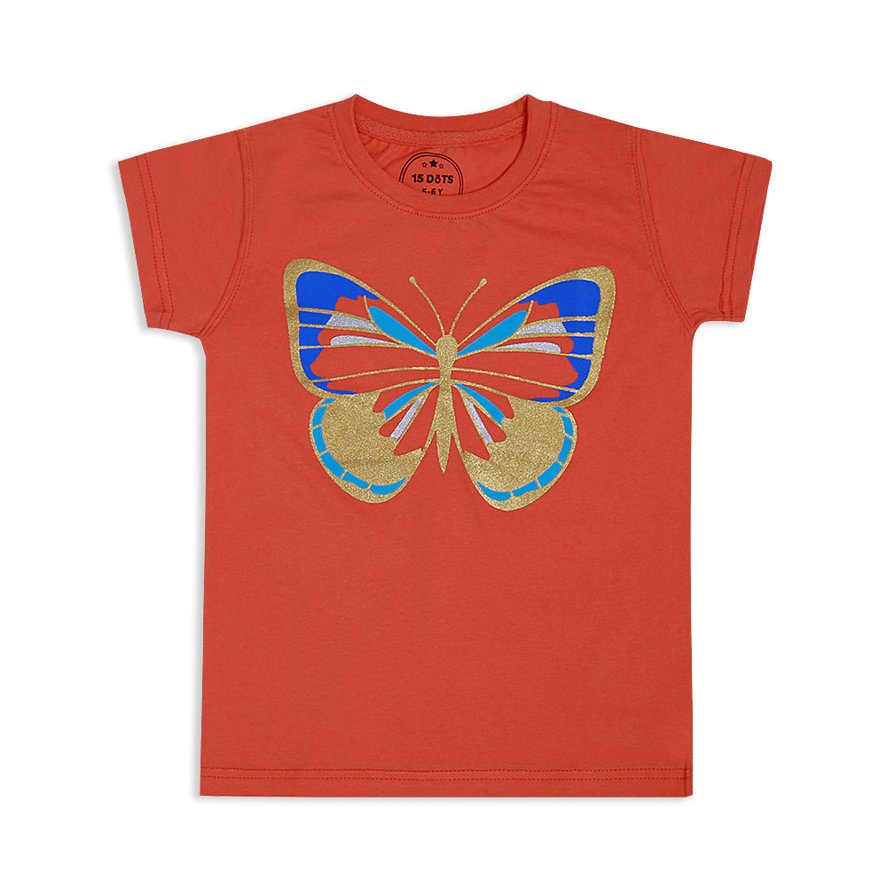 Butterfly Girls Orange Tee