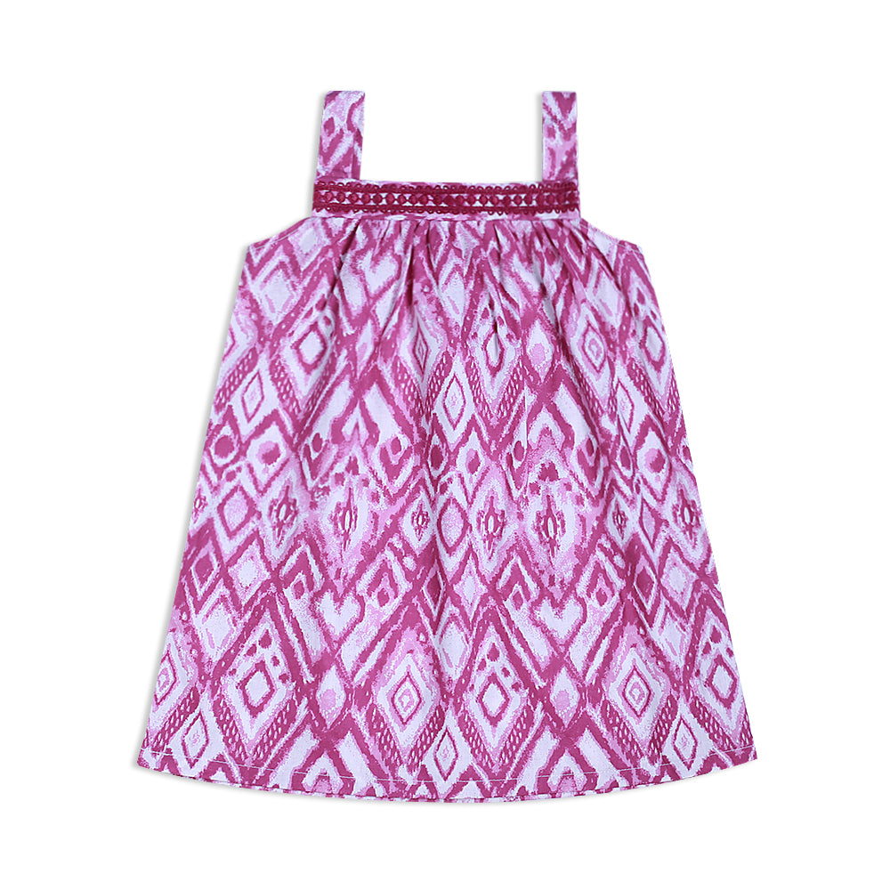 Girls Printed Purpel Strap Dress