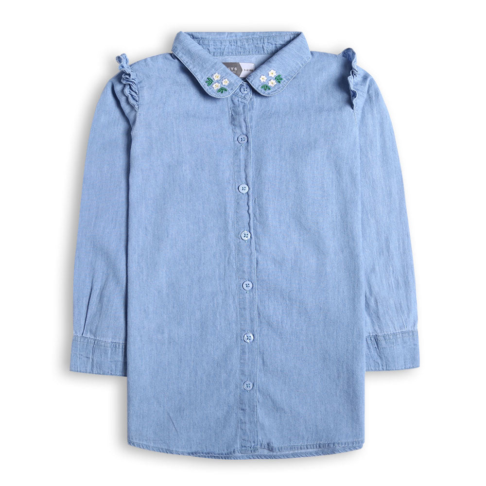 Girls Denim Shirt with Emberoidery