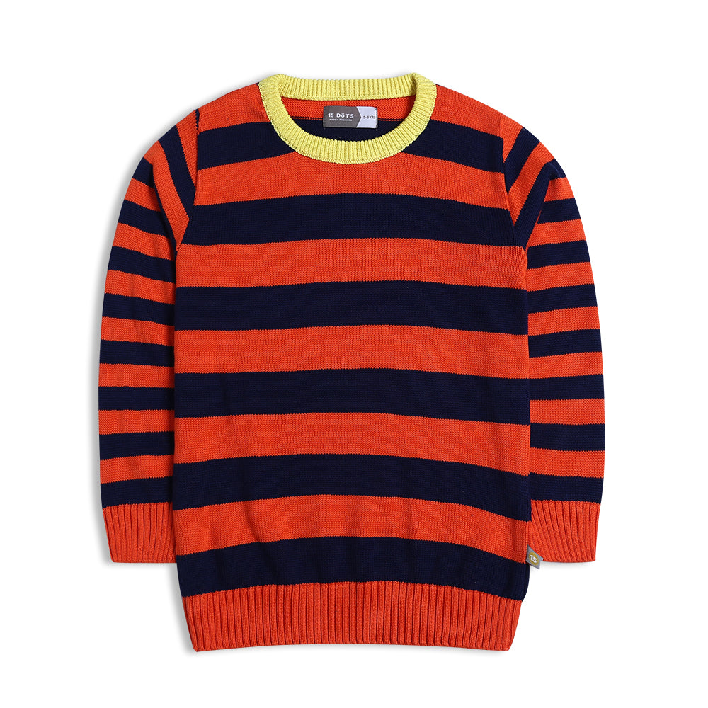 Boys Orange Navy Sweater