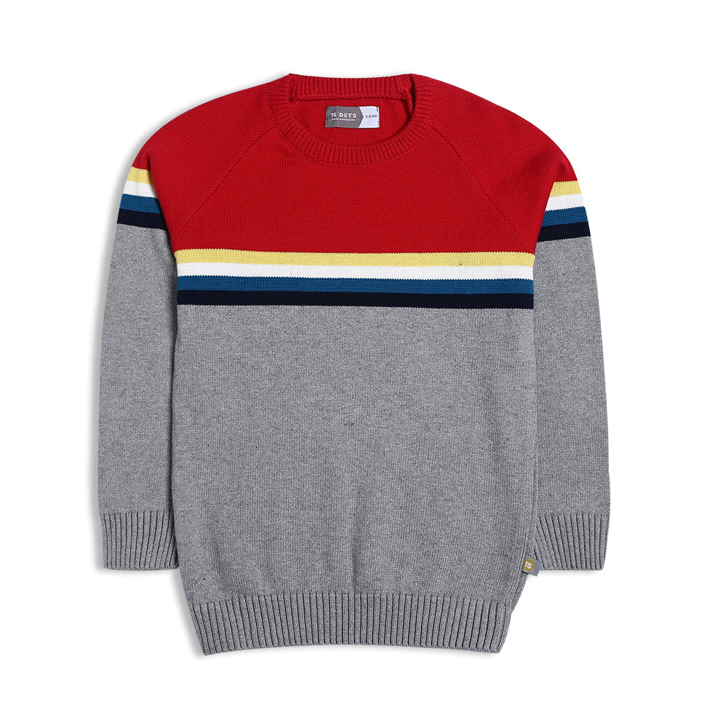 Boys Red Grey Sweater