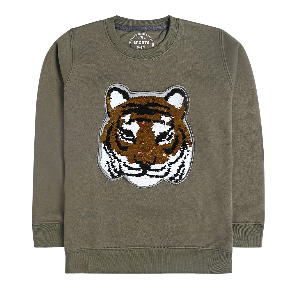 Boys Green Tiger Sequence Sweatshirt