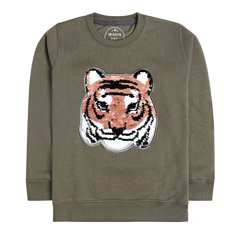 Boys Green Tiger Sequence Sweatshirt