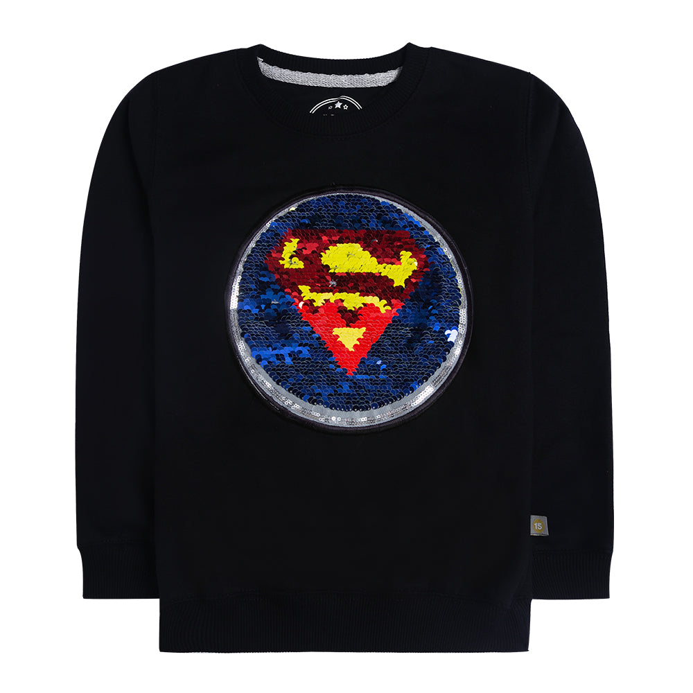 Boys Black Superman Sequence Sweatshirt